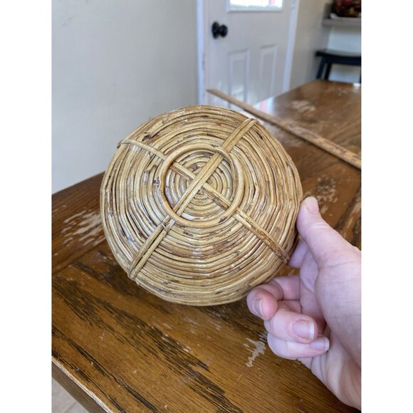 Clear Glass Globe With Woven Rattan Basket Decorative Display - Picture 4 of 5